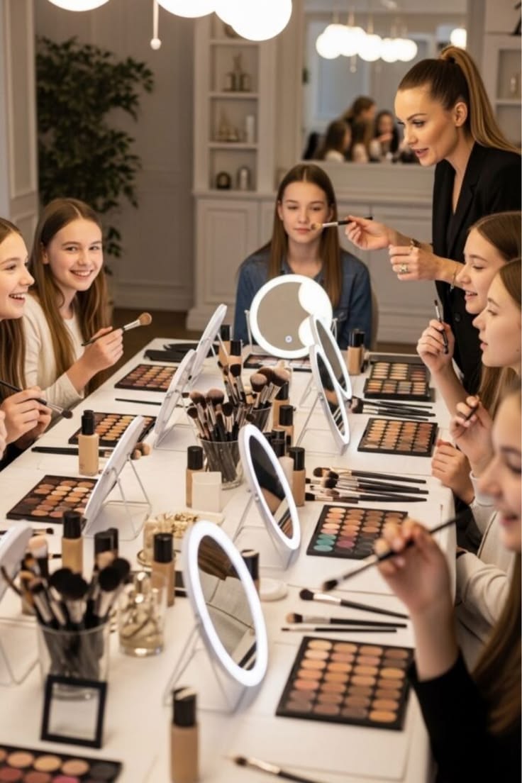 Professional makeup artist working